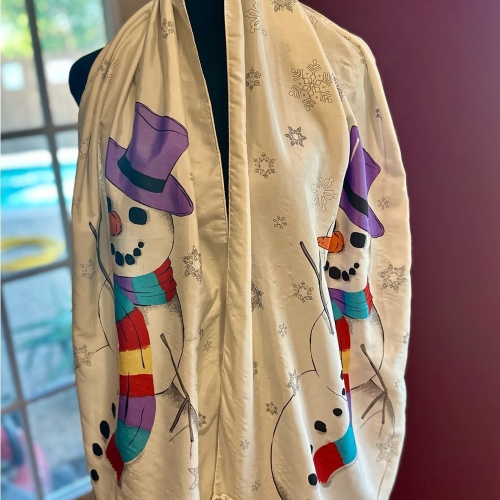Vintage Singing Scarf Snowman Musical Holiday Novelty Christmas Made in Italy